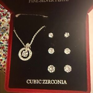 Silver Cubic Zirconia Jewelry Set